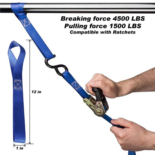 6 Soft Loop Tie Down Straps Ratchet 4500lbs For Motorcycle Dirt Bike Heavy Duty - Picture 9 of 17