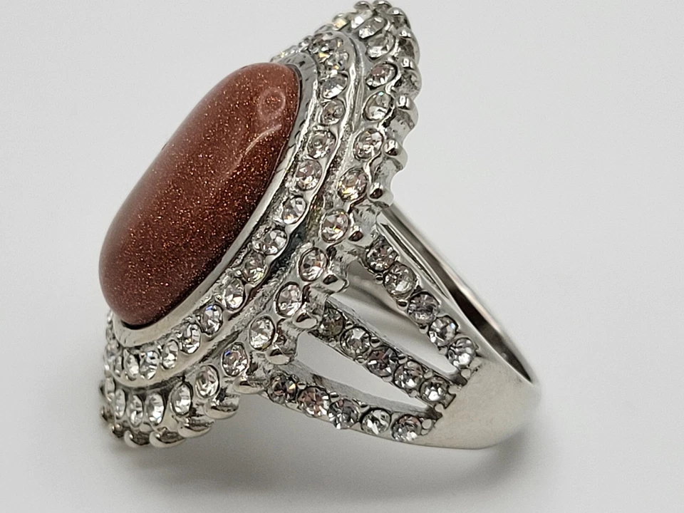 Entrada de vidro aço inoxidável tom prata cristal crear pedra dourada tamanho 8 - Imagem 4 de 4