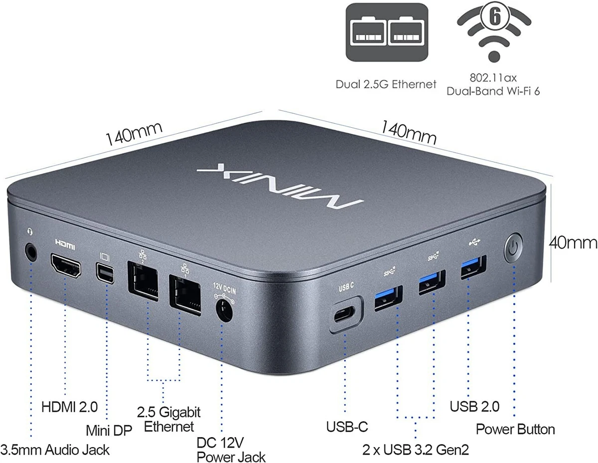 MINIX NEO J51C-8 Max Mini PC 8GB 512GB Tiny Desktop Thin Client w