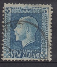 NEW ZEALAND 1915 5d BLUE  KING GEORGE V RECESS  STAMP VFU