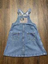 Vintage Polo Ralph Lauren Overall Denim Dress Girls Size 6