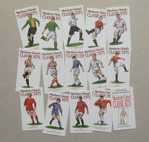 MANCHESTER UNITED CLASSIC KITS ILLUSTRIERTE SAMMLERKARTEN SET