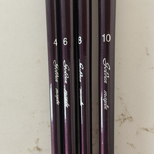 Set di 4 pennelli per pittura in acero dorato #4 #6 #8 #10 - Foto 2 di 4