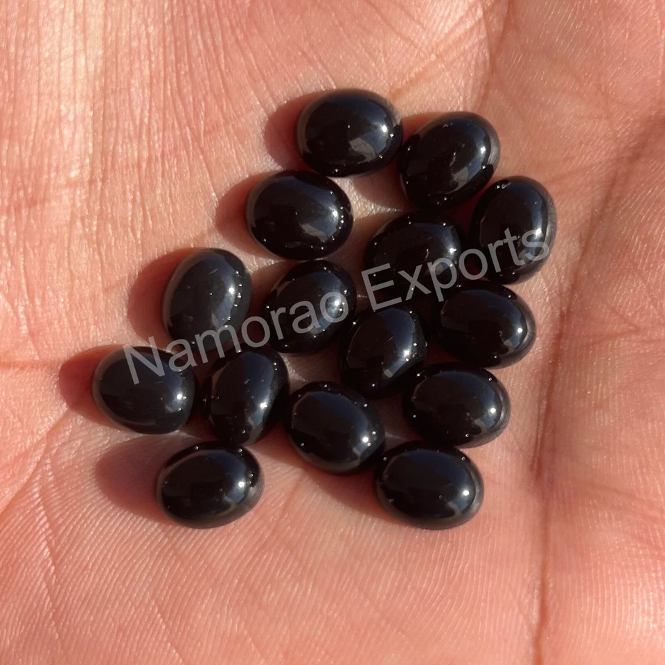 Natural Black Onyx Oval 3x5 mm to 15x20 mm Cabochon Loose Gemstone Lot - Image 4 of 4