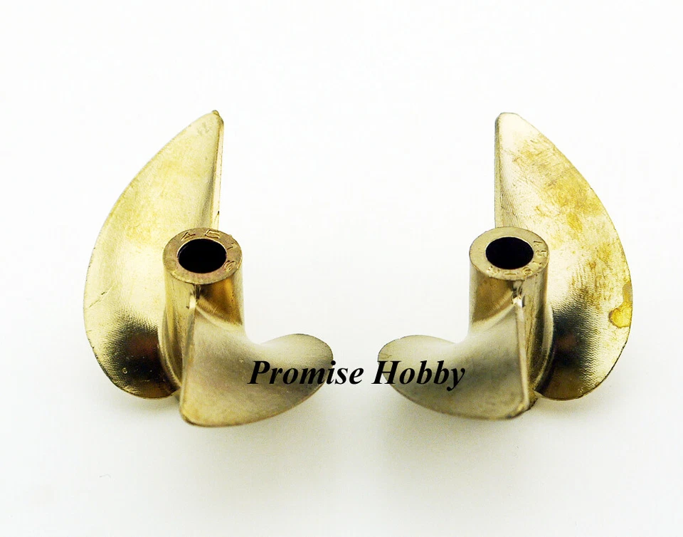4519 Left & Right Brass Prop Dia 45mm Pitch 1.9 for 3/16" Cable Shaft RC Boat - Image 3 of 4