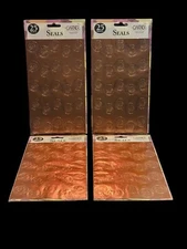 Lot of 4 Gartner Studios Foil Leaf Seals 100 Total Copper Embossed Stickers