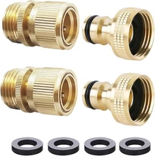 2 Sets Brass Garden Hose Quick Connect Fittings 3/4" GHT