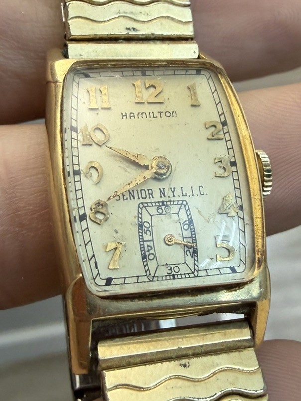 Hamilton 14K SOLID GOLD Mens Watch vintage mechanical wind. Runs