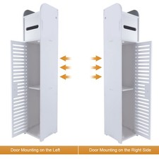 Waterproof Toilet Roll Holder Bathroom Storage Shelf Ventilated Door White Unit