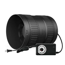 6 Inch Inline Duct Fan 345CFM Airflow with Stepless Speed Control Low Noise E...