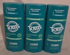 3.25 oz Tom's of Maine Cucumber Aloe Deodorant Aluminum Free 3 Pack Unisex NEW