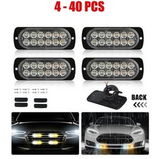 Car 12-led Strobe Lamps Emergency Surface Mount White Amber Lights Ip67 Flashing