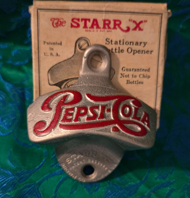 Vintage Pepsi Cola Starr X Wall Mount Bottle Opener w/ Original Box 3  W/ Screws