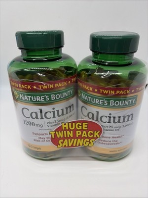 Nature s Bounty Calcium 1200mg + Vitamin D3 120 Softgels Twin Pack 240 Total NEW