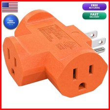 ELEGRP 3-Prong Heavy Duty Power Extender Triple Outlet T Direction 15A 125V