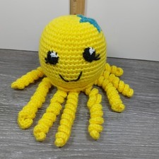 Handmade Crochet Mini Octopus Octopod Jelly Fish Decoration Yellow Plush