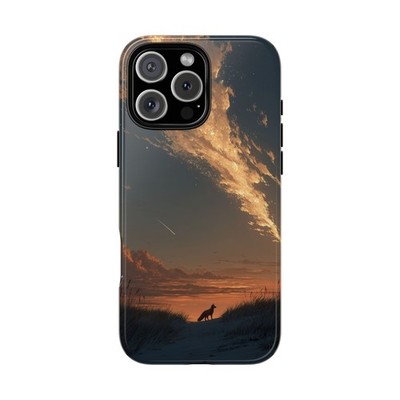 For iPhone, Galaxy, Pixel | Phone Case | Fox Sunset Orange Comet Sky