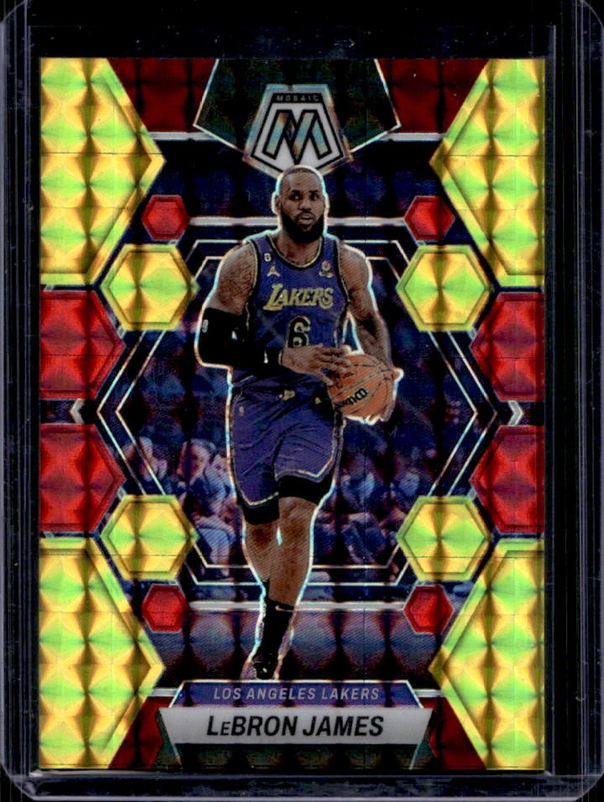 2022-23 Mosaic LeBron James Choice Red and Yellow Fusion #48/88 Lakers