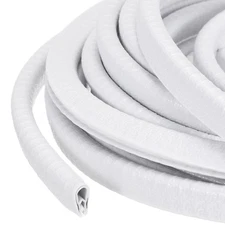 19.7 ft x 10mm x 7mm Rubber Edge Trim Guard with Metal Clips, White