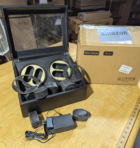 FACTORY FLAWED 4 Watch Winder Quiet Japanese Motor Watch Winding Box + 6 Storage