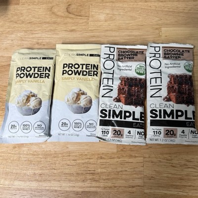4x Clean Simple Eats Simply Vanilla & Chocolate Brownie Batter 4 Single Servings
