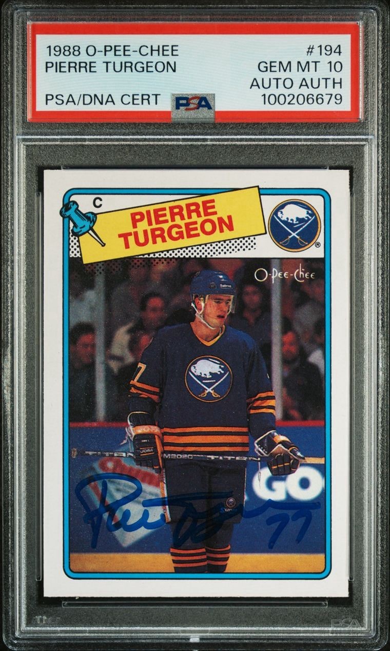Pierre Turgeon 1988 OPC #194 Rookie Card PSA 10 DNA Auto Authentic HOF Pop 10 🔥