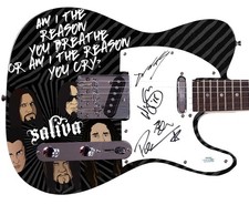 Saliva Signed Custom Graphics Photo Guitar ACOA