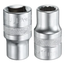 2pcs 1/2" Drive by 11mm 12-Point Shallow Socket 38mm Length Metric Spline Socket