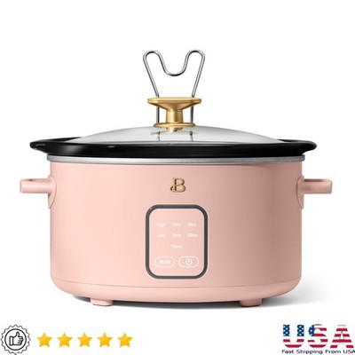 4 Qt Slow Cooker Touch Display Dishwasher Safe Glass Lid Automatic Warm Function
