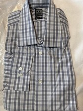 Ike Behar New York Smoke Grey check Dress Shirt 17 34/35
