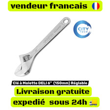 Clé à Molette DELI 6" Pouces (150mm) Réglable - Argenté - Qualité Pro - EDL006A