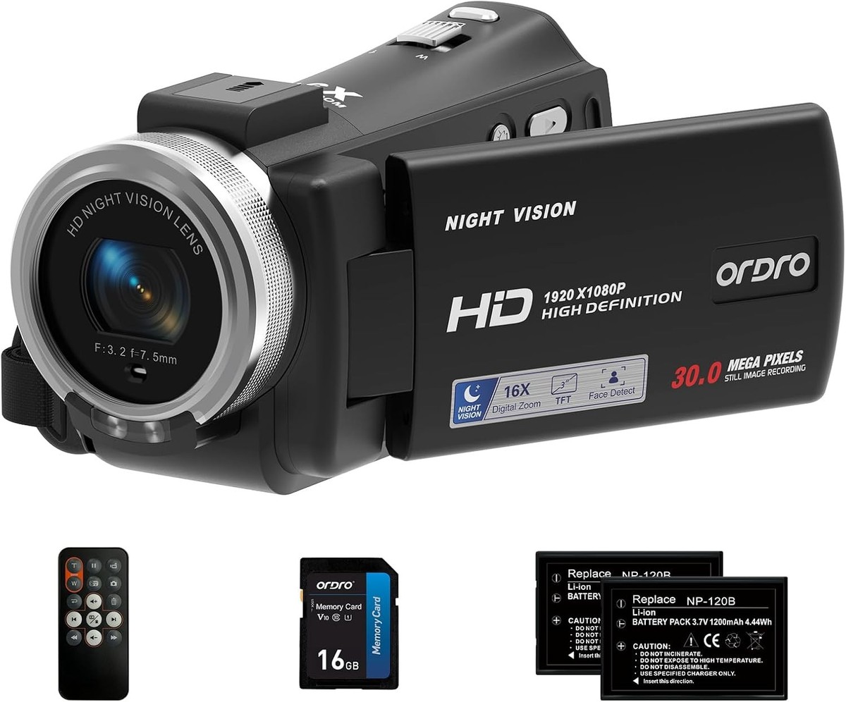 ORDRO Camcorders HDV-V12 HD 1080P Video Camera Recorder Infrared