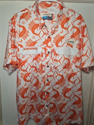 Magellan Whataburger Relaxed Fit Button Down Shirt Mens L Vented Zip Pockets