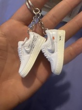 Mini Off White Nike Air Force 1 Low White Sneaker Keychain Shoe Charm Pair