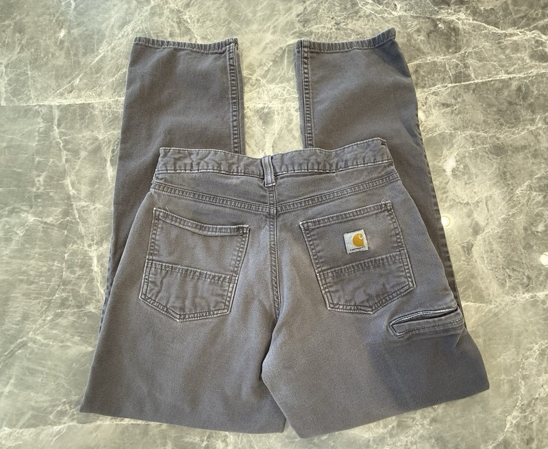 Carhartt Relaxed Fit Rugged Flex Rigby Canvas Work Pants Gray Mens 30x32 Stretch