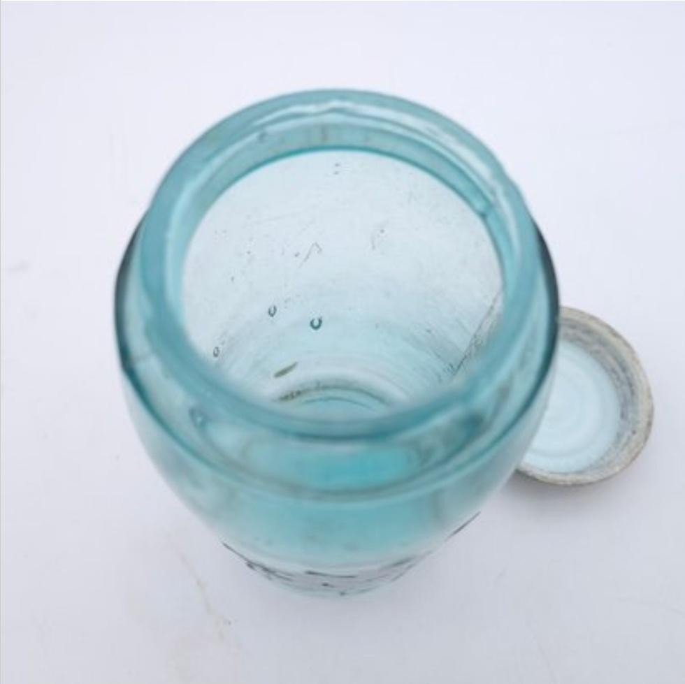Vintage Mason's Patent Nov 30th 1858 Aqua Quart Canning Jar Zinc Lid Glass