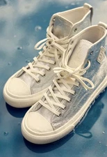 New All American Silver PF Flyers High Tops M 6/W 7.5 Shoes Sneakers Futuristic