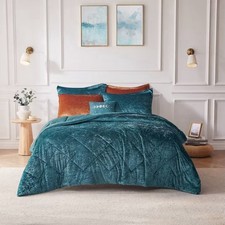 Intelligent Design Twin/TXL Alyssa Velvet Duvet Cover Set Deep Teal