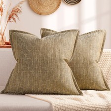 Pillow Covers 26x26 Set of 2 Soft Polyester Textured Pillow Covers with Styli...