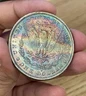 Rainbow Toned 1883-O Morgan Silver Dollar Beautiful In Hand Obv Cleaned Patch