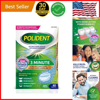 Fast-Acting 3-Minute Denture Cleaner Tablets: 60 Count for Absolute Freshness