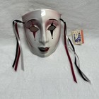 Clay Art Glazed Harlequin Masquerade Face Mask Hanging Ribbons Hand Painted 90’s