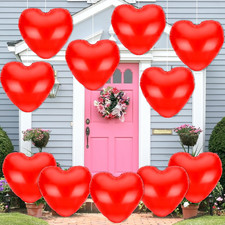 10Pcs 11" Valentine'S Day Inflatable Heart Decorations Red Heart Shape Blow up H