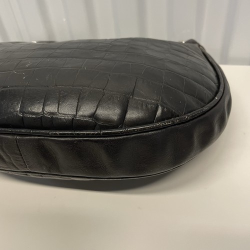 Maurizio Taiuti Brown Croc Embossed Leather Half Moon Hobo Shoulder Bag - Picture 20 of 24
