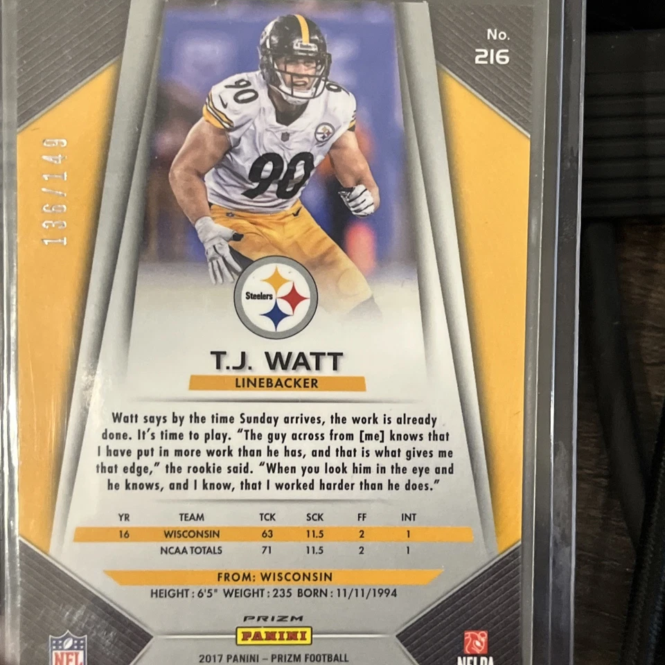 Tj Watt 2017 Prizm Rookie Wave /149 - Image 2 of 3