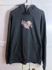 Allsaints Hoodie Mens M Pullover Sweatshirt Sweater Hooded Floral Logo Black