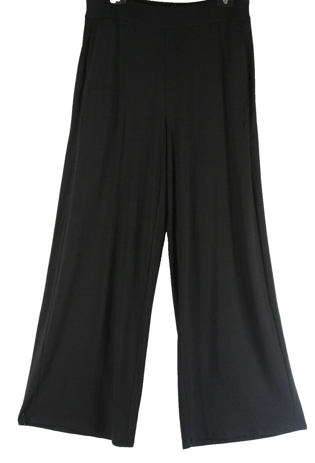 NEW Eileen Fisher Tencel Jersey Wide Leg Pants in Black - Size L #P3697