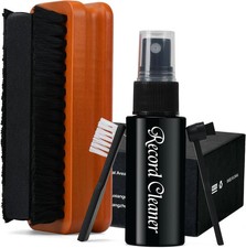 5-in-1 Vinyl Record Cleaning Kit Anti Static Wood Brush Velvet Stylus Cleaner Bo