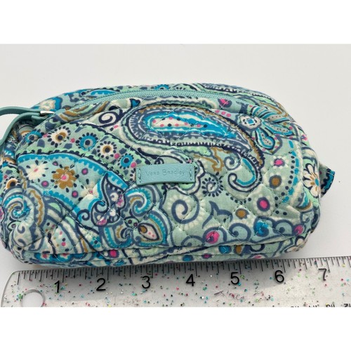 Vera Bradley Barcelona Small Cosmetic Bag Retired Paisley Blue Green Pink Makeup