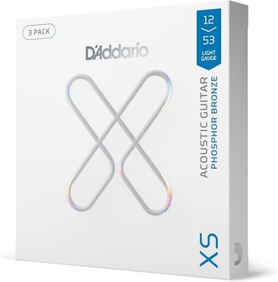 D'Addario XS Phosphor Bronze Coated Acoustic Guitar Strings - 3 Pack 12 - 53